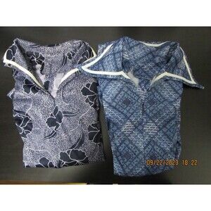 Vintage skating 2 dresses collar floral print short  blue small 70's  roller ice